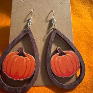 Festive Fall Pumpkin Teardrop Earrings